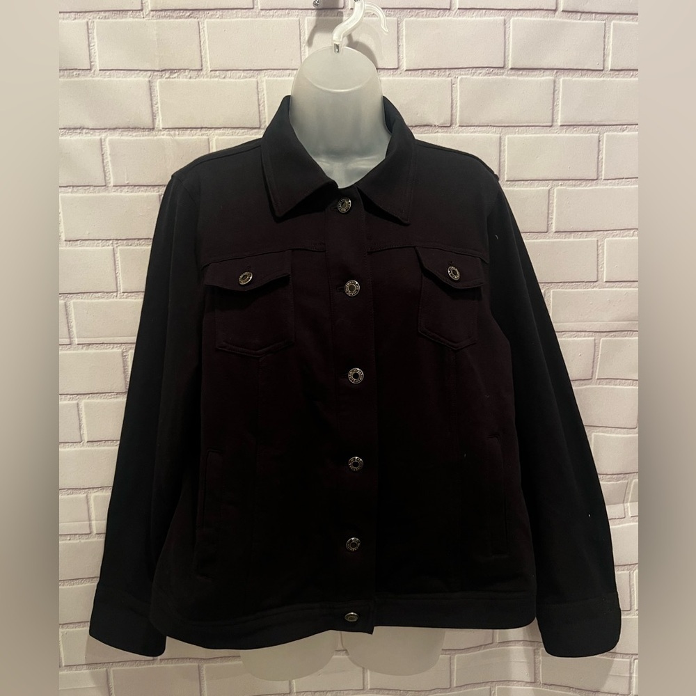 Isaac Mizrahi women jacket in soft flexible cotton spandex blend/L